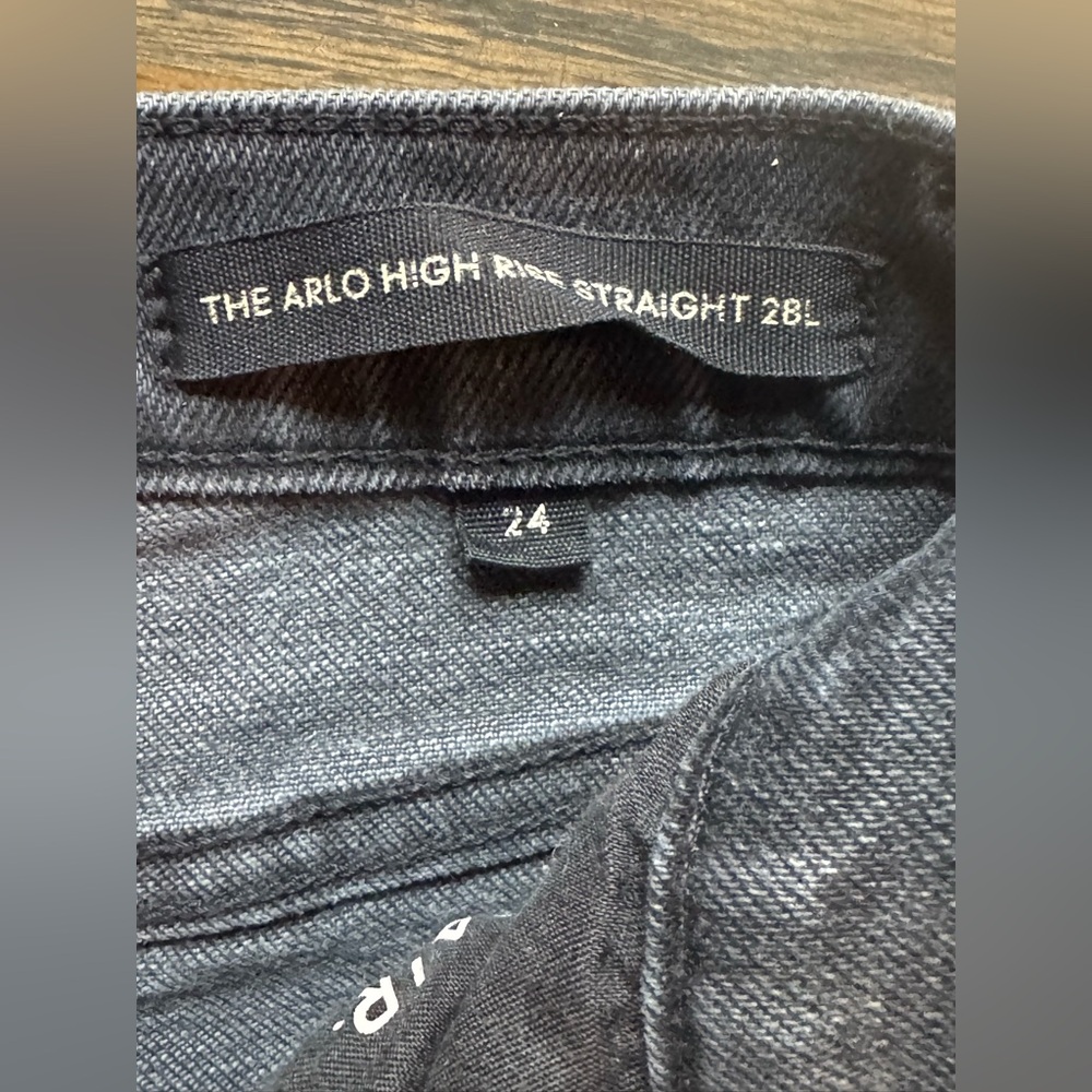 Denim Forum Black Arlo high rise Straight Leg Jeans 24 - Picture 6 of 7